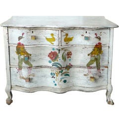 Vintage Serpentine Front Painted Chest After Peter Hunt