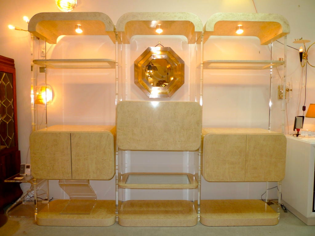 International Style 1970's Mod Lucite Wall Unit or Room Divider