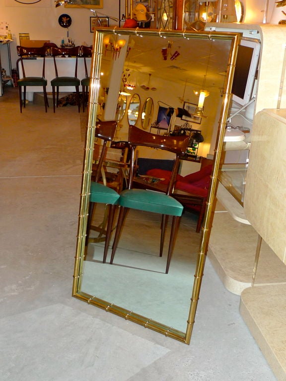 American Brass Faux Bamboo Long Mirror by Mastercraft