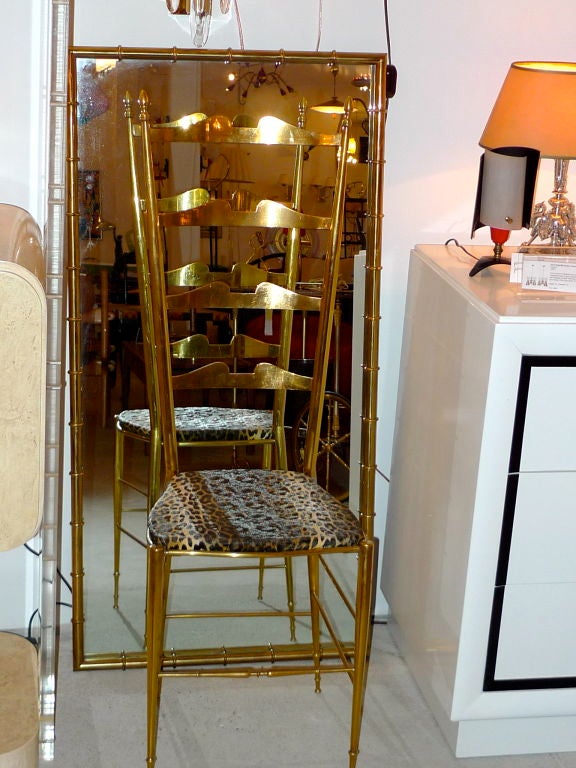 Brass Faux Bamboo Long Mirror by Mastercraft In Good Condition In Hanover, MA