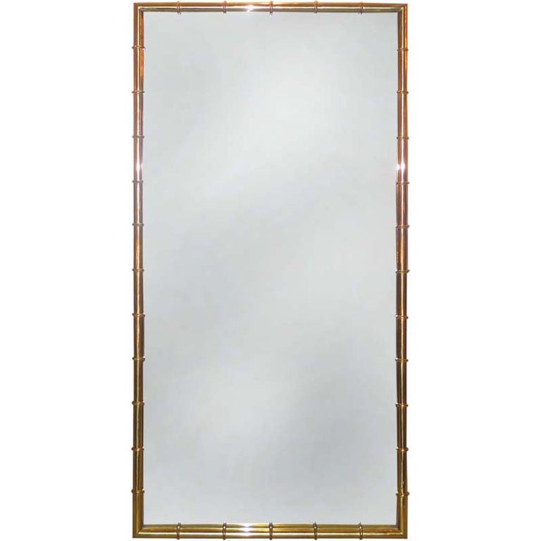Brass Faux Bamboo Long Mirror by Mastercraft For Sale at 1stdibs