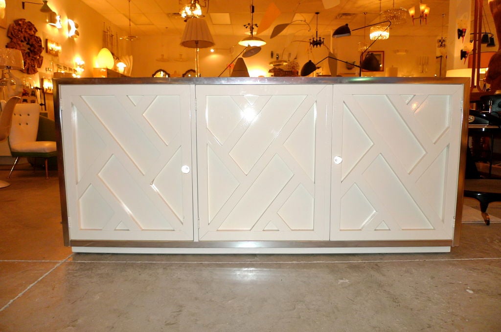 white lacquer credenza