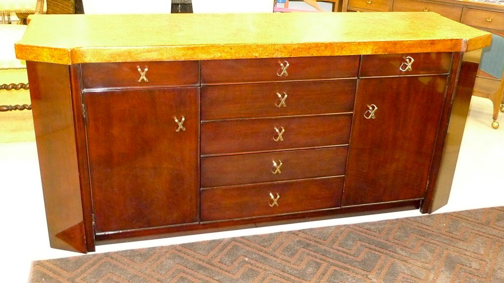 Paul Frankl Mahogany Sideboard with Cork Top SATURDAY SALE In Good Condition In Hanover, MA