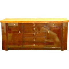 Beistellschrank aus Mahagoni mit Korkplatte von Paul Frankl SATURDAY SALE