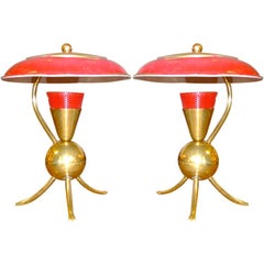 Retro Pair of Petite French Modernist Desk Lamps