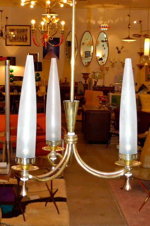 Italian Tri-Candle Chandelier by Angelo Lelii for Arredoluce For Sale