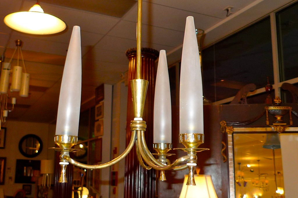 Tri-Candle Chandelier by Angelo Lelii for Arredoluce For Sale 3