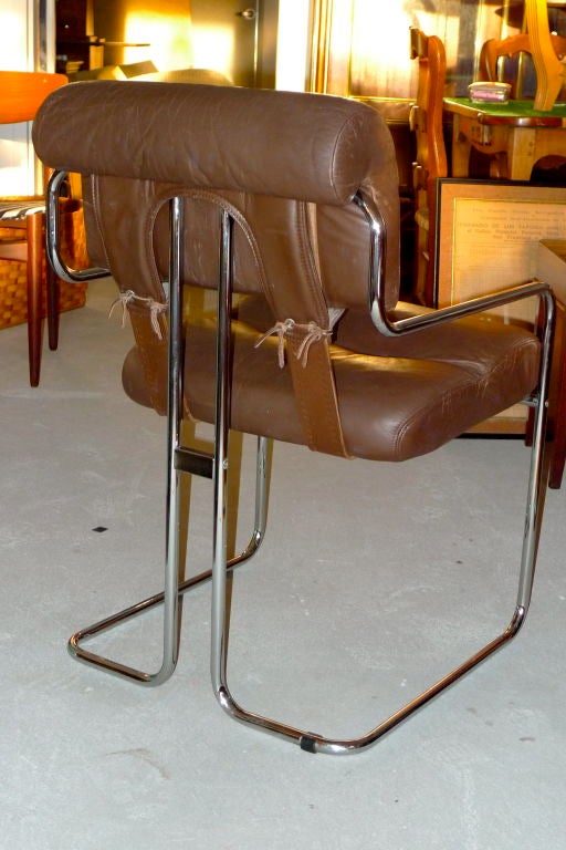 Leather Set of 6 Tucroma Dining Chairs by Mariani for Pace Collection