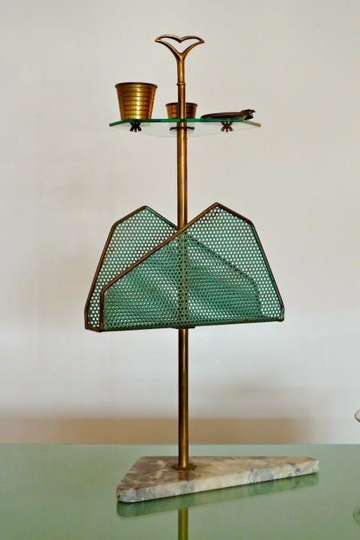 Brass 1950's Italian Magazine & Smoking Stand