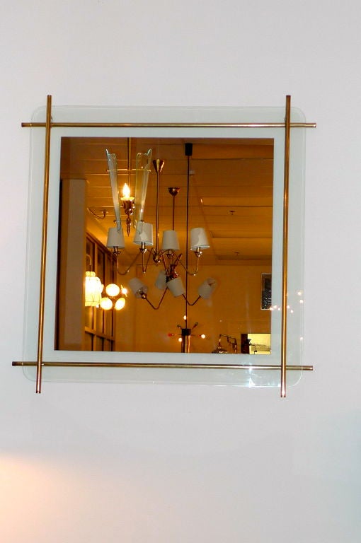 1960's Italian Brass Rod Framed Square Mirror 4