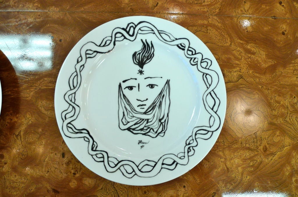 Set of 6 Limoges Plates by Jean Cocteau for Christofle 1