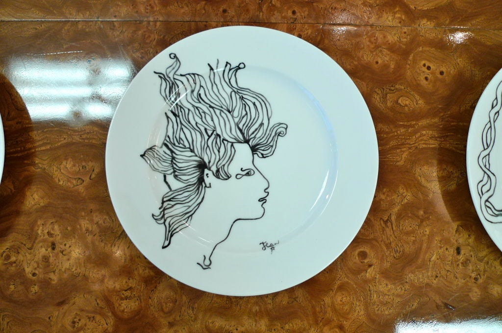 Set of 6 Limoges Plates by Jean Cocteau for Christofle 3