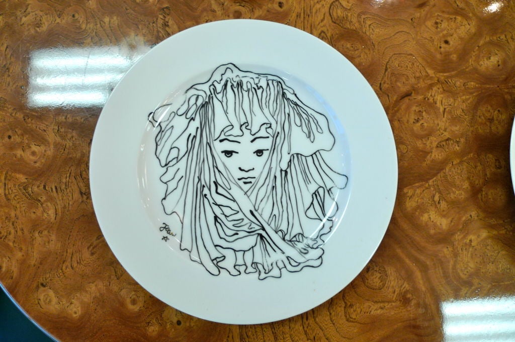 Set of 6 Limoges Plates by Jean Cocteau for Christofle 4