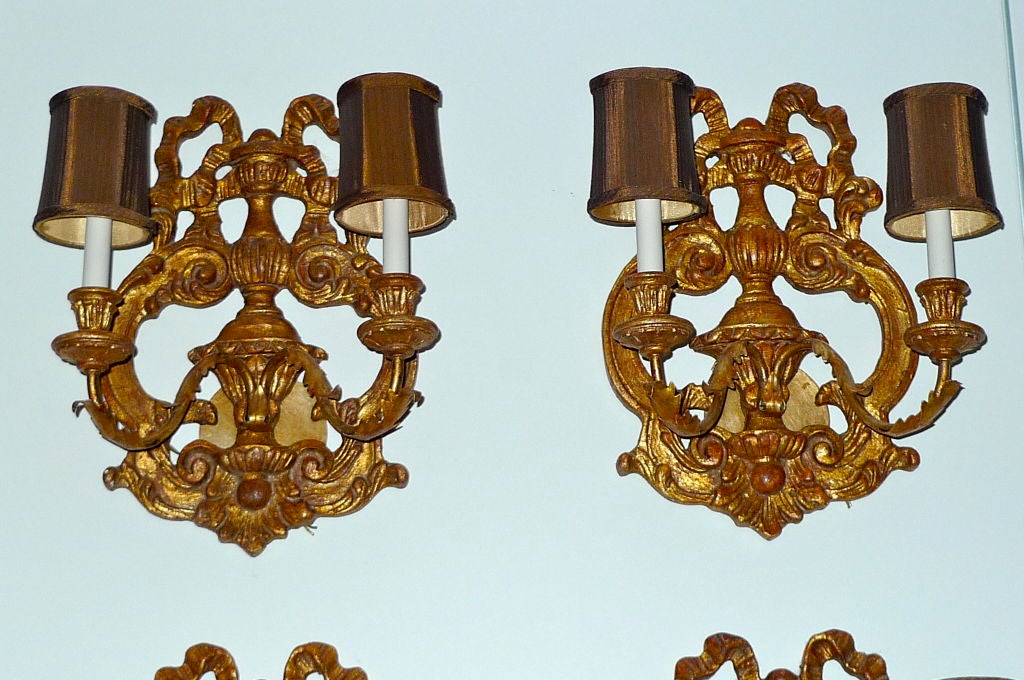 Giltwood Ribbon Sconces by Fratelli Paoletti In Excellent Condition For Sale In Hanover, MA