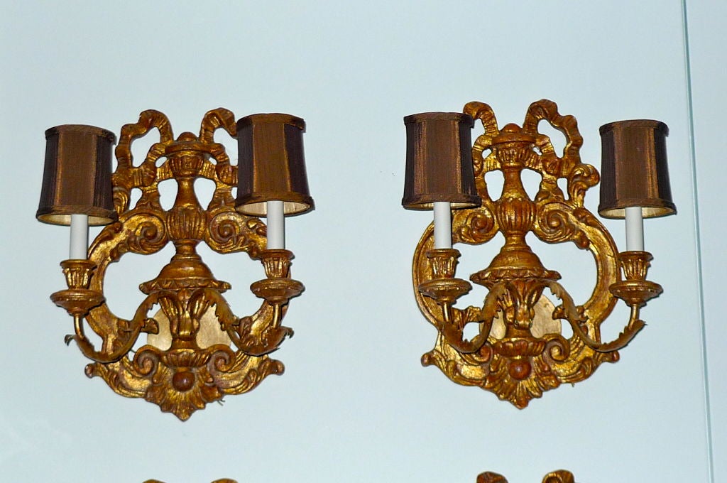 20th Century Giltwood Ribbon Sconces by Fratelli Paoletti For Sale