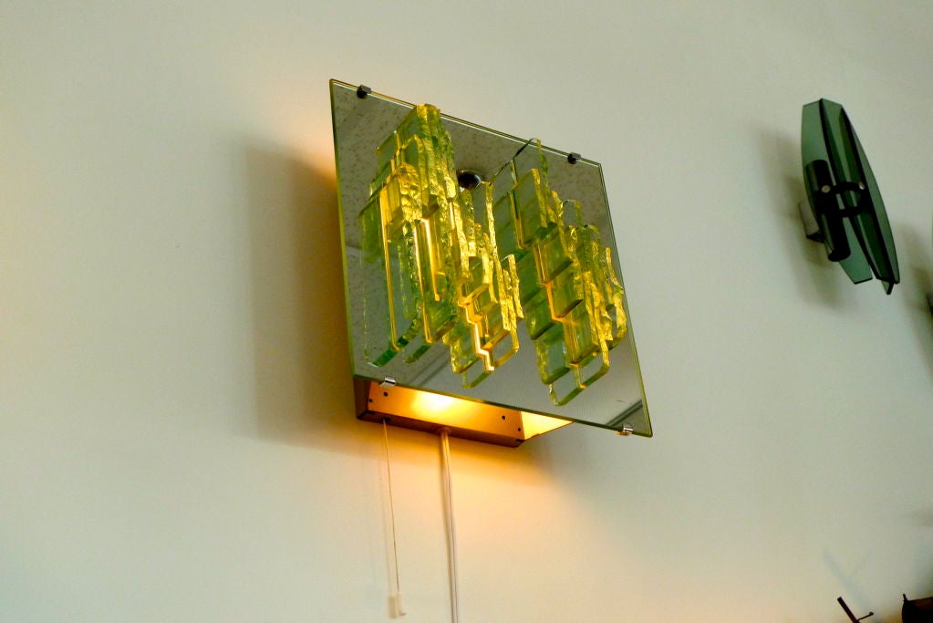 Mid-20th Century Single Mirrored Light Box Sconce by Raak of Amsterdam For Sale
