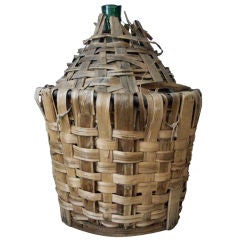 Antique French Wine Storage Jug In Woven Covering