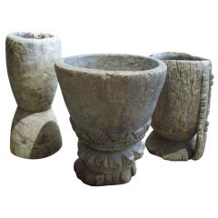 Three African Wood Mortars
