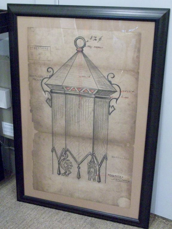 José Thenée was a master ironworker in Argentina from the late 1800's - early 1900's.  This working drawing is labeled 