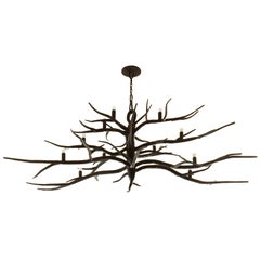 Custom Hand-Forged Iron Branch Chandelier by Michael Del Piero