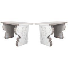 Vintage Pair Of Stone Consoles
