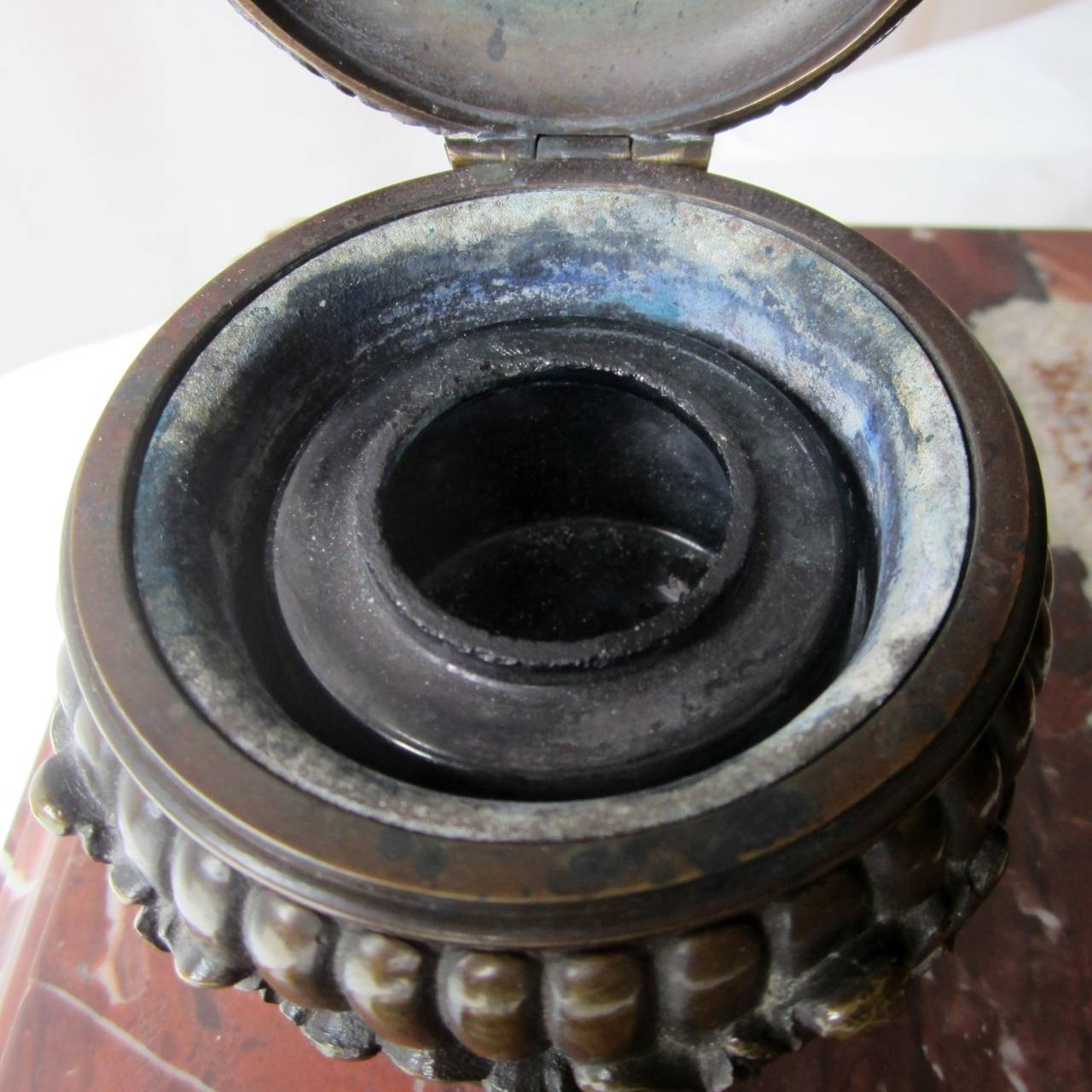 Spectacular Bronze and Marble Neoclassical Style Inkwell 3