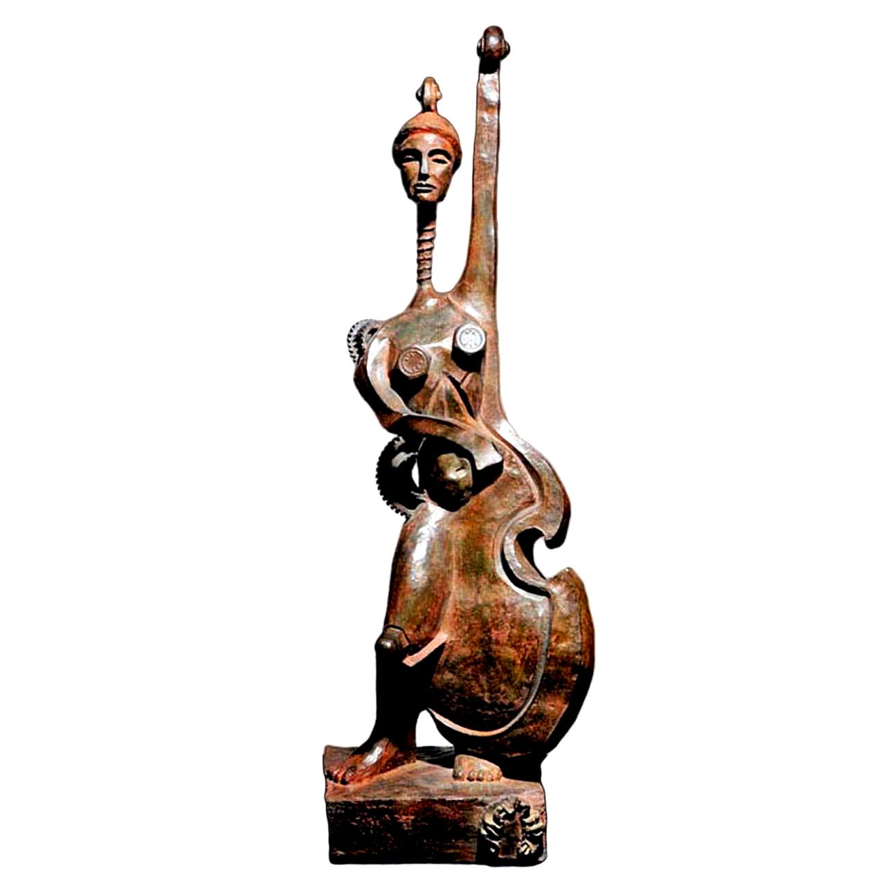 Sculpture cubiste contemporaine en bronze Inspiration africaine par Mariko en vente