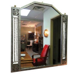 Art Deco French Metal Mirror Vintage Art Deco French Metal Mirror
