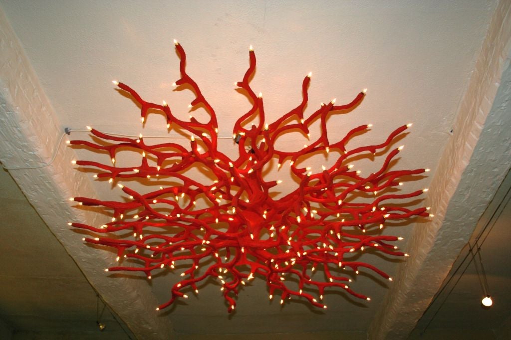 Organic sculpture chandelier. So poetic and unusual . Each end of each branche is lighted by a small bulb which give a particular relief to this piece.