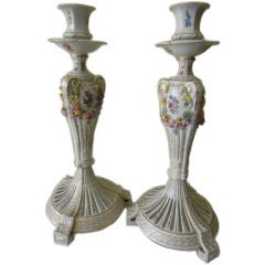 Antique Dresden  Porcelaine (signed) Candlestick