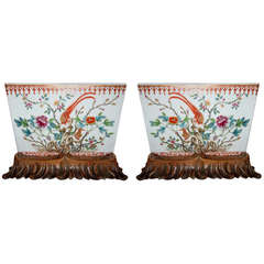 Vintage Pair of Porcelaine Republique Asian Planters