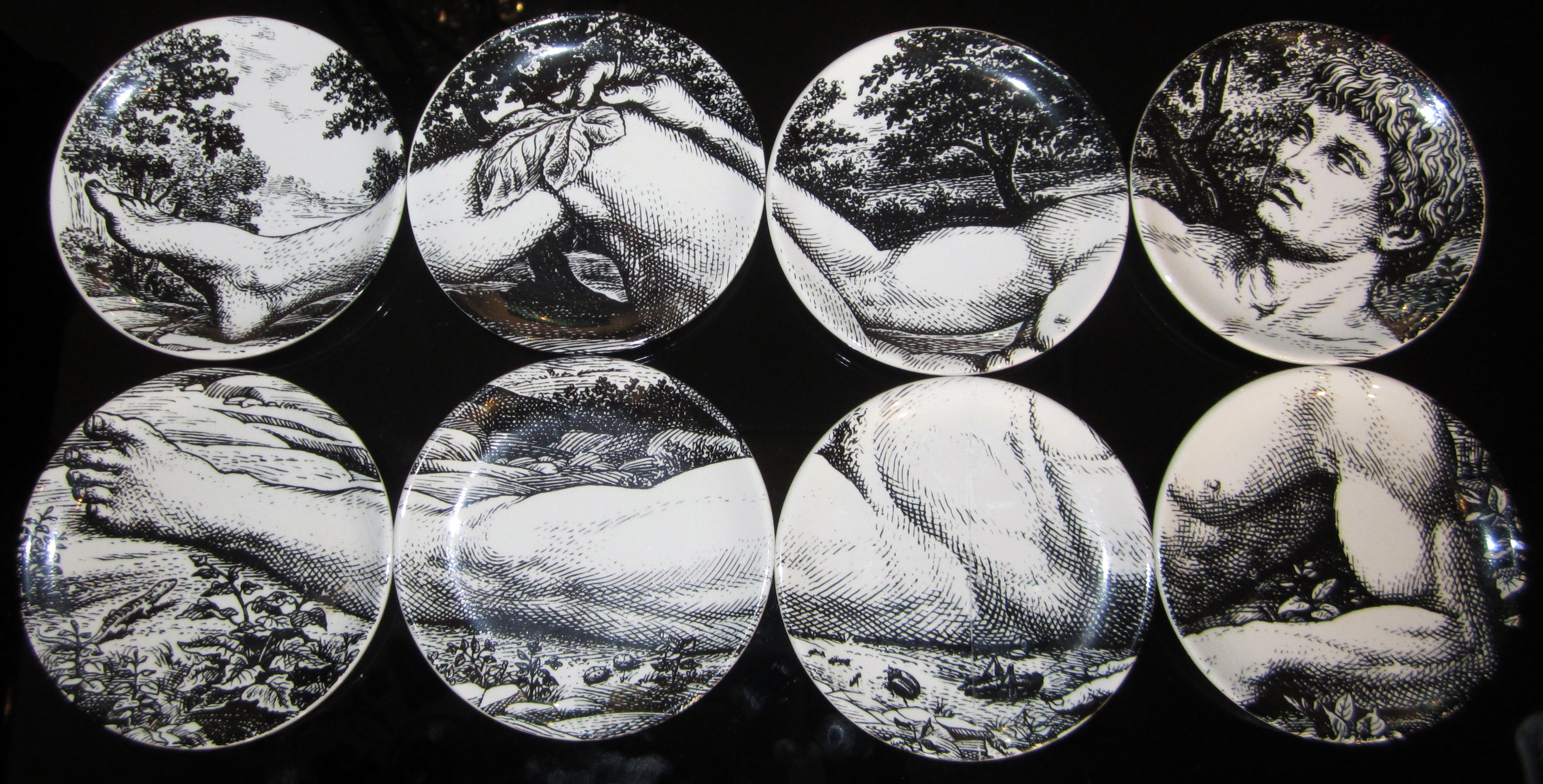 Set of 8 Porcelain Plates by Fornasetti - Adamo