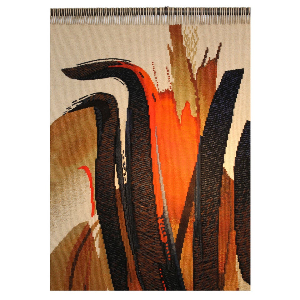 Mid Century  Lyrical Abstract Mouvement Tapestrie  By Arthur Bertrand
