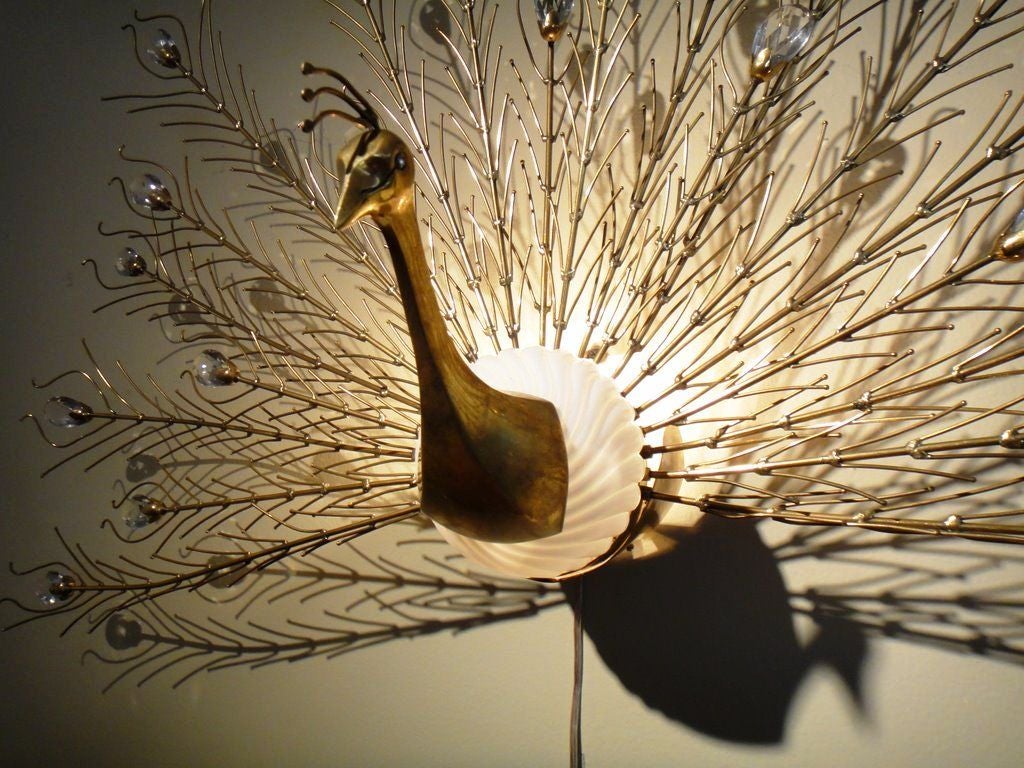 20th Century Metal Peacock Sconce