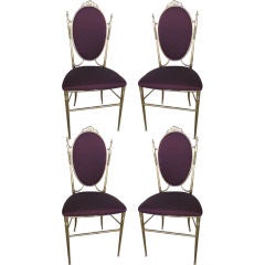 Mid Century Chiavari Italian Set of Four Bronze Chairs 3