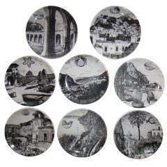 Adorable set of small 8 Plates  by  FORNASETTI