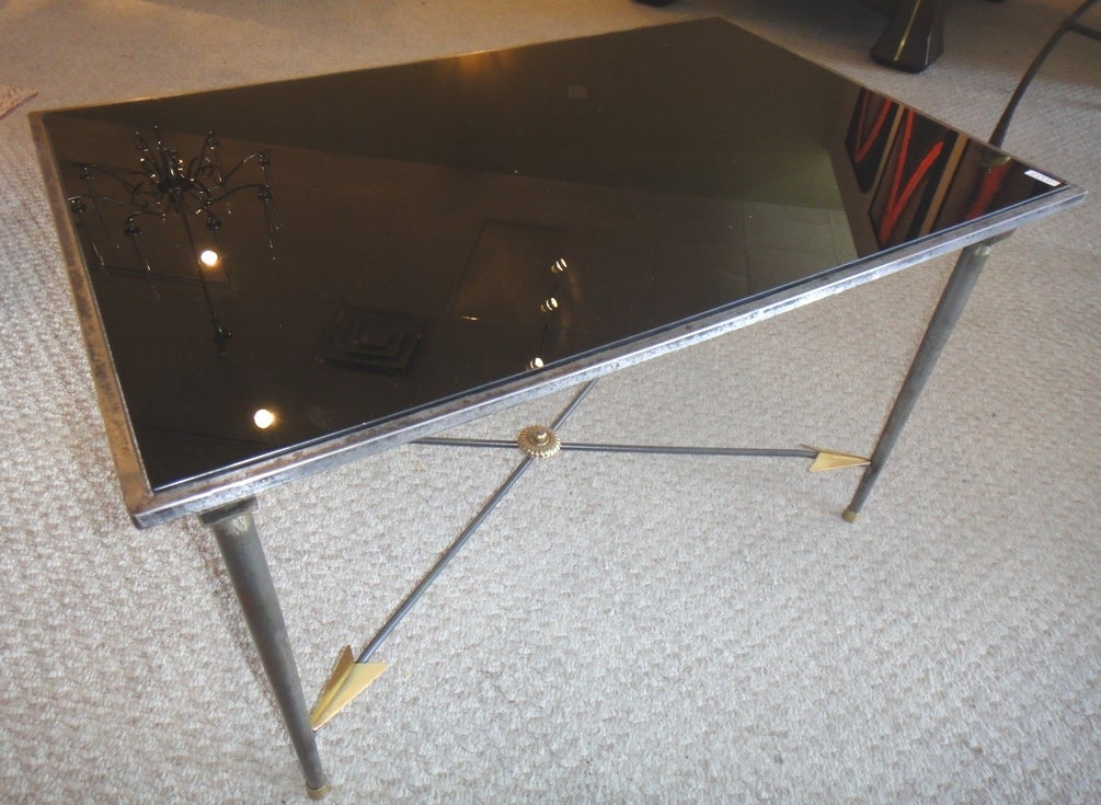 Elegant small table in the style of Jansen.
Dark mirror on the top .