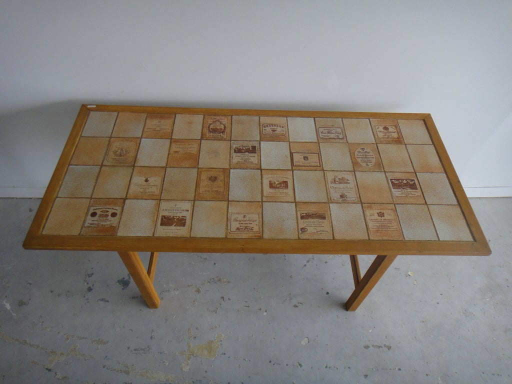 Mid-Century Modern Mid-Century Oak Table with Roger Capron Ceramic Tiles