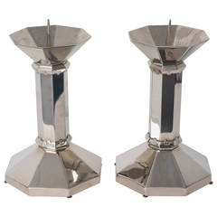 Art Deco Bronze Plated Candleholders