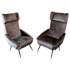 Pair Of Italian  Zanusso St Lounge Armchairs