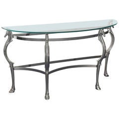 Glass and Chrome Mid-Century Horse Shape Wall Console Table 8