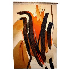Mid-Century Modern Abstract Tapestry signed H Bertrand