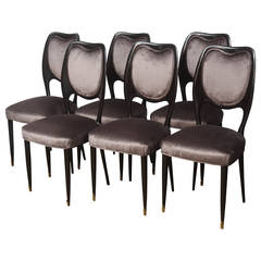 Vintage Italian Mid-Century Set of Six Dining Chairs in the Style of Paulo Buffa