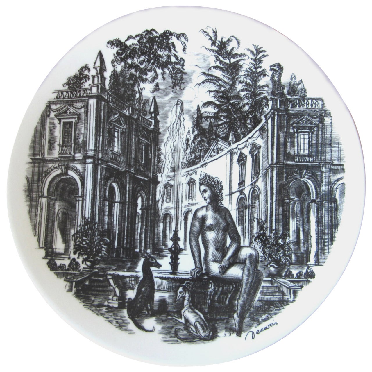 Haviland Enameled Porcelain Plate by Decaris