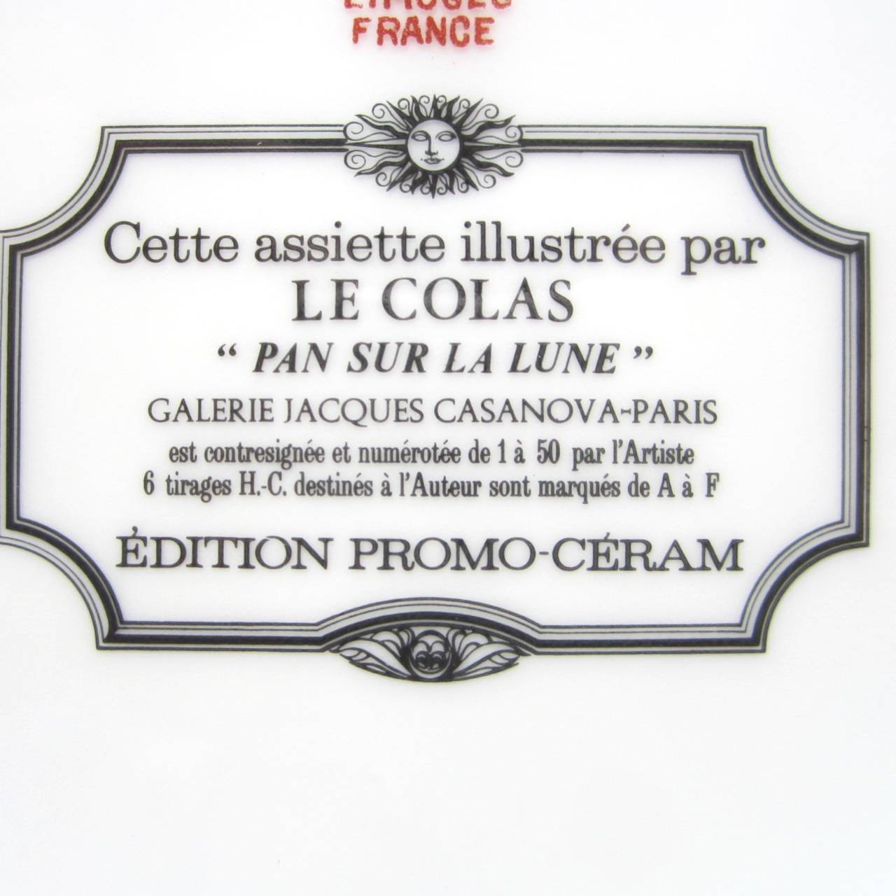 Haviland , Le Colas, Limited Edition Hand-Painted Porcelain Plate 2