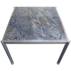 Vintage Blue Granite Top Table Designed by G. Ciancimino