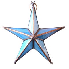 Antique 1920s French Blue Glass Star Chandelier