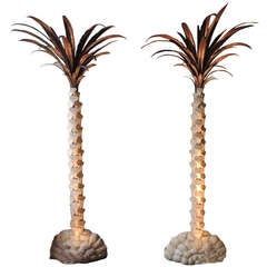 Pair of Early 20th Century Palm Tree Torchieres Attributed to Jansen