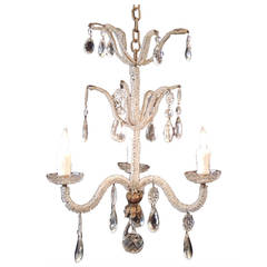 Early 20th C Italian Crystal and Tole Chandelier 1