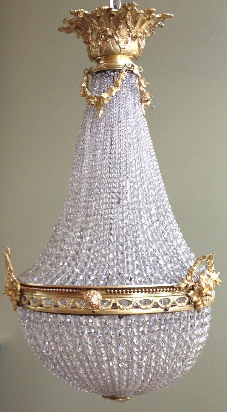 Early 20th C French Bronze and Crystal Chandelier 1